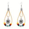 Aretes de Piedra de Pino Estilo Étnico Bohemio Retro Europeo y Americano Moda Transfronteriza Aretes con Borla de Turquesa Aretes Mujer