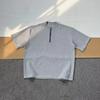 Camiseta de manga corta de algodón puro de estilo americano de marca de moda de nicho, sencilla, para hombre, nueva camiseta holgada de verano de calle con media cremallera.