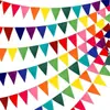Bandeirinha de Festa Decoração de Jardim de Infância Bandeira Colorida Pequena Bandeirinha de Aniversário Estilo Acampamento ao Ar Livre Bandeira de Puxar Triângulo Colorido