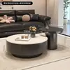 Mesa de centro redonda de ardósia designer para sala de estar, adequada para casas pequenas, luxo leve moderno, minimalista, de alta qualidade, novo estilo de mesa de chá pequena