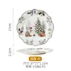 Conjunto de louça de cerâmica de Natal estilo floresta com tema de inverno, apresentando designs de boneco de neve, rena e florais, incluindo pratos, tigelas e xícaras de café, perfeito para uso festivo em casa