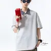 Camiseta de Estilo Americano Falsa de Dos Piezas con Cuello Polo Cosido para Hombre, Nueva Moda de Verano Marca Manga Corta Cuello Solapa Holgada Casual
