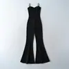 Mono Sexy Básico Estilo Americano con Copas en el Pecho y Diseño que Ceñe la Cintura para Mujer, Pantalón Largo Casual Versátil y Adelgazante