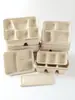 Caja de Almuerzo Desechable Biodegradable con Múltiples Compartimentos (3, 4, 5 o 6), Caja de Empaque para Llevar, Caja Bento, Charola para Alimentos, Caja de Almuerzo para Estudiantes