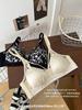 Conjunto de Sujetador Pequeño Sexy de Puro Deseo Estampado de Leopardo Talla Grande Lencería Suave Aro de Acero Soporte Superior para Recoger los Senos Secundarios Anticaída Delgado que Revela el Pecho