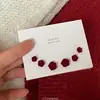 Pendientes Florales Burdeos Retro Estilo Hong Kong Gama Alta 2025 Nuevos Pendientes Franceses de Moda Pendientes Elegantes de Año Nuevo