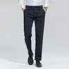 Nuevos pantalones de vestir gruesos de lana para otoño e invierno, no se arrugan, pantalones casuales negros de pierna recta, pantalones largos de papá