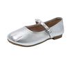 Zapatos Planos Estilo Ballet para Mujer 2025 Verano Nuevo Estilo Boca Baja con Falda Suela Suave Hebilla Zapatos Mary Jane Plateados