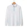 Camisa polo de manga larga con media cremallera para hombre, una prenda superior business casual simple y elegante con cuello camisero, adecuada para primavera y otoño, y versátil para el uso diario y para ir al trabajo.