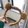 Lindo Oso Banda para el Cabello de Doble Bola Corea 2023 Nuevo Oso Relleno Pasador Diadema Lavado de Cara Banda para el Cabello para Mujer