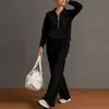 Otoño 2026 Nuevo Moda Transfronteriza Europea y Americana Ropa para Mujer Casual Cremallera Color Sólido Top y Pantalones de Pierna Ancha Conjunto de Dos Piezas