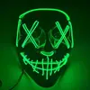 Máscara Brilhante de Halloween Luz Fria Rosto de Fantasma Barra de LED Festa Dança Preto em V Vingança Adereço de Terror