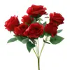 Flor Artificial 7 Cabeças Rosa Francesa Flor de Seda Buquê Casamento Flor Falsa Decoração de Casa Venda Direta da Fábrica