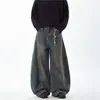 Jeans de pierna ancha lavados con diseño deconstruido para hombre, otoño, holgados, marca trendy de la alta calle americana, pantalones largos casuales