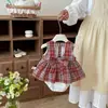Roupas de Verão para Bebê Estilo Coreano 2026 Novo Modelo para Meninas, Macacão Colete, Macacão Xadrez para Recém-nascidos, Classe A