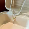 Collar de Perlas de Doble Capa con Circonita Galvanizado en Oro Real de 18 Quilates, Cadena de Suéter de Lujo Ligero de Nicho, Collar de Moda Retro Francés para Mujer