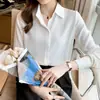 Camisa de Cetim Feminina 2026 Outono Nova Cor Sólida Profissional Estilo Coreano Solta Camisa Feminina Top Tendência
