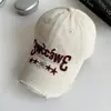 Gorra de Béisbol Negra Bordada Estilo Americano, Desgastada y Rasgada, para Mujer con Visera Ancha, Adecuada para Caras Grandes, Sombrilla de Alta Gama Estilo Pico de Pato