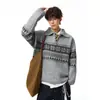 Nuevo Suéter de Punto Holgado con Patrón Geométrico de Copo de Nieve para Hombre Otoño/Invierno 2026, Tendencia de Suéter Vintage Fair Isle
