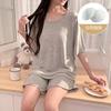 Pijama com Bojo Feminino de Verão Manga Curta Shorts Estilo Maillard Japonês Algodão Colorido Roupa de Casa Estilo Simples Preguiçoso