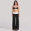 Conjunto de fitness transfronteiriço, apresentando um top esportivo com blocos de cor, de camada dupla, e calça de cintura alta, de corte reto, adequado para corrida ao ar livre, treinamento e yoga.