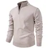 Chamarra suéter casual de punto de color liso con media cremallera y cuello alto, para otoño e invierno, de importación, forrada de polar, engrosada, cálida, como camisa base