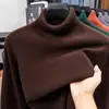 Suéter de cuello alto para hombre de venta caliente Otoño-Invierno 2026, Jersey de punto de color liso, Engrosado, Cálido, Versátil Capa base