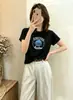 Camiseta de algodón acanalada ajustada para chica atractiva para mujer, fábrica fuente de Thirteen Lines en Guangzhou, top de manga corta, suministro exclusivo de la segunda tanda de verano