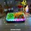 Bandeja de Frutas com Padrão de Gelo LED Ktv Prato de Frutas Brilhante Bandeja de Três Compartimentos Bandeja Recarregável para Lanches
