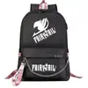 Mochila escolar USB de dibujos animados transfronteriza de cola de hadas para jóvenes de primaria y secundaria, mochila casual con cinta para hombres y mujeres