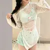 Traje de Baño de Chica Atractiva Bikini Dividido de Manga Larga para Mujer Cubierta Bikini Dopamina Bikini de Tres Piezas