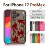 Corbata de moño burdeos con estampado de leopardo nuevo transfronterizo, Funda de teléfono de alta gama para Apple 17 Pro, Funda de silicona de cobertura total para 16