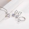 AliExpress Cross-border Hot Selling Love Zircon Ear Buckle Creative Ring Heart-shaped Pendant Necklace Three-piece Set