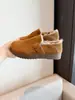Sapatos Birkenstock retro de cobertura total com veludo interior feminino inverno 2026 novos mocassins slip-on sapatos de algodão com pele botas de neve quentes