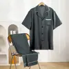 Pijama Jacquard Masculino Pode Ser Usado ao Ar Livre Toque de Luxo Seda Gelo e Neve Tamanho Grande Roupa de Casa Presente Seda Falsa