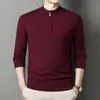 Suéter de punto grueso para hombre con cuello medio y cremallera, venta al por mayor transfronteriza, nuevo para otoño e invierno, cálido, casual, capa base de punto para mediana edad