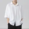 Entrega RápidaVeranoSeda de HieloModernaCaídaColor SólidoManga CortaCamisa para HombreEstilo insVeranoHolgadaCasual