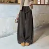 Calça Larga Estampada de Leopardo Retrô Americana Feminina Outono Inverno 2026 Nova Cintura Alta Solta Emagrecedora Casual Reta Longa