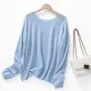 Tricô Gola Redonda Lyocell Tencel Cashmere para Mulheres 2026 Primavera Novo Estilo Coreano Tricô Fino Solto Top Feminino