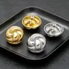 Pendientes de Acero Inoxidable 3D Medios Redondos Retorcidos de Moda Sexy para Mujer Pendiente Retro Simple Chapado en Oro de 18K