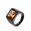 Directo de fábrica joyería europea y americana moda retro anillo de acero inoxidable hombre gema moda anillo de acero de titanio