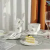 Serie de Lirios del Valle de la Suerte Transfronteriza Juego de Vajilla de Porcelana Hueso Platos, Platos y Tazas Vajilla para el Hogar Simple de Gama Alta Recomendación de Regalo