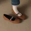 Zapatos de Mujer de Moda Versátiles Mary Jane, Zapatos de Suela Suave de Punta Cuadrada y Tacón Bajo, con Hebilla Metálica, Boca Baja, para Primavera y Otoño 2026