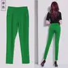Calça Feminina Elástica Transfronteiriça Verão Cintura Elástica Fina Calça Casual para Mulheres de Meia-Idade Calça Feminina Preta Calça de Nove Pontos Branca