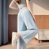 Pantalones de Encaje de Pierna Ancha para Mujer Verano 2025 Nuevo Seda de Hielo Protector Solar Casual Dopamina Yamamoto Niñas Pantalones Rectos