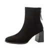 Botines de Tacón Alto para Mujer Otoño Invierno 2026 Botas Nuevas para Mujer Tacón Grueso Botas Adelgazantes Botas Martin de Gamuza Francesa para Mujer