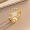 Anel de Zircônia Banhado a Ouro Real, Feminino, High-End, Aberto, Ajustável, Anel Super Brilhante, Estilo Ins Simples Popular