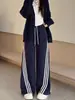Pantalones deportivos para mujer estilo americano de tres rayas, nuevo modelo otoño 2026, de cintura alta, corte holgado, pantalones casuales de pierna ancha que estilizan