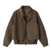 Chaqueta de Cuero con Solapa Falsa de Dos Piezas para Hombre, Informal de Primavera y Otoño, Tendencia Estilo Americano, Diseño en Capas, Chaqueta de Piel Sintética con Doble Cremallera