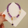 Novo bracelete de ametista feminino elegante bracelete de pérola natural urso da sorte joias para namoradas atacado